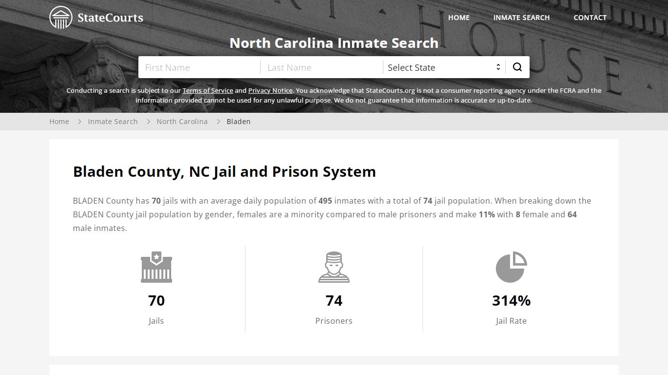 Bladen County, NC Inmate Search - StateCourts