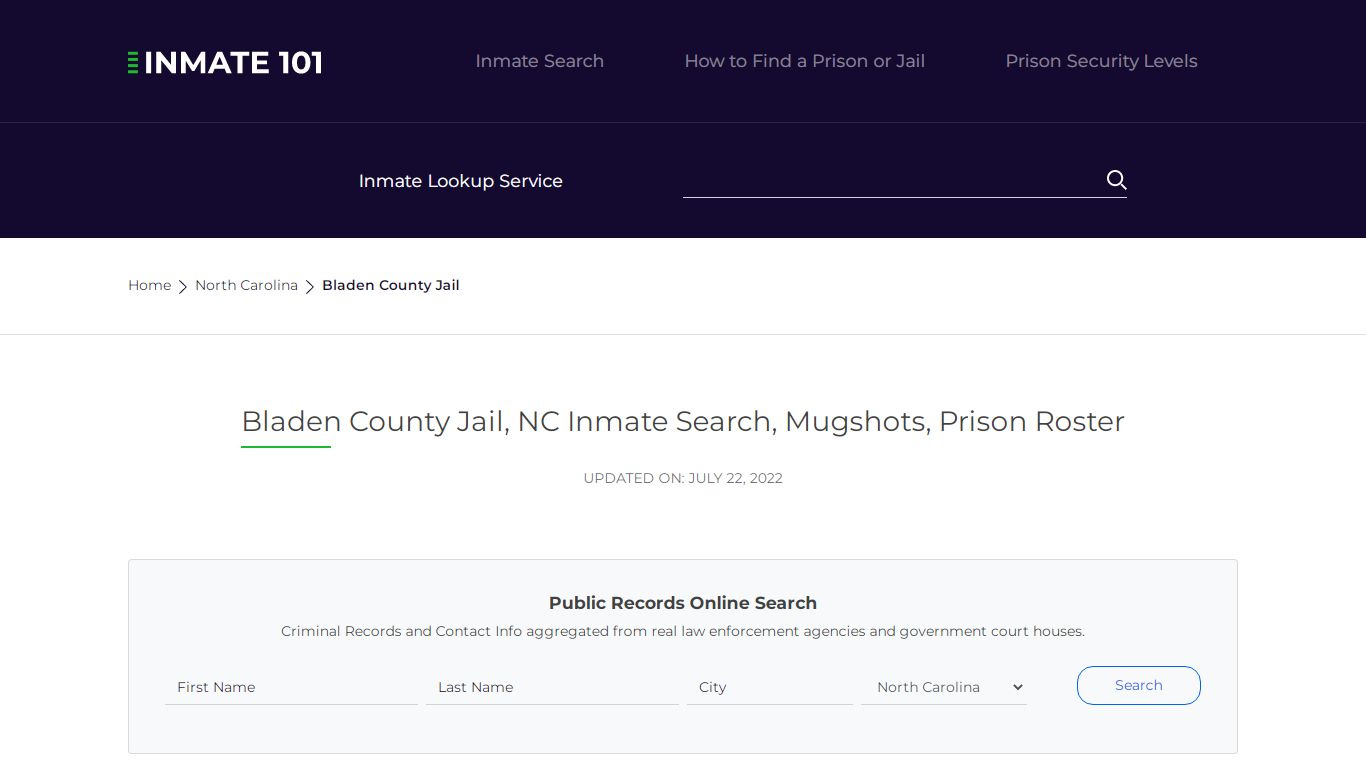 Bladen County Jail, NC Inmate Search, Mugshots, Prison ...